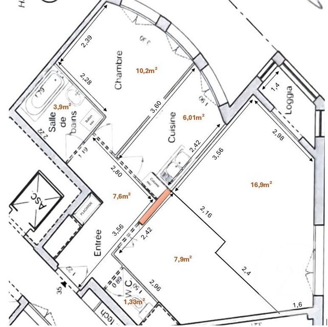 Appartement F2 à vendre - 2 pièces - 53.4 m2 - LEVALLOIS PERRET - 92 - ILE-DE-FRANCE - Century 21 Anatole France