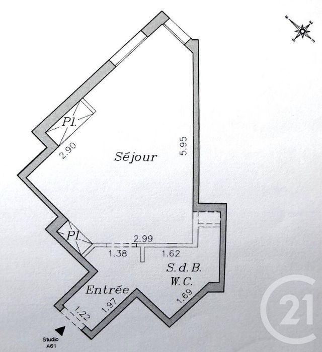 Appartement F1 à louer - 1 pièce - 31.96 m2 - LEVALLOIS PERRET - 92 - ILE-DE-FRANCE - Century 21 Anatole France
